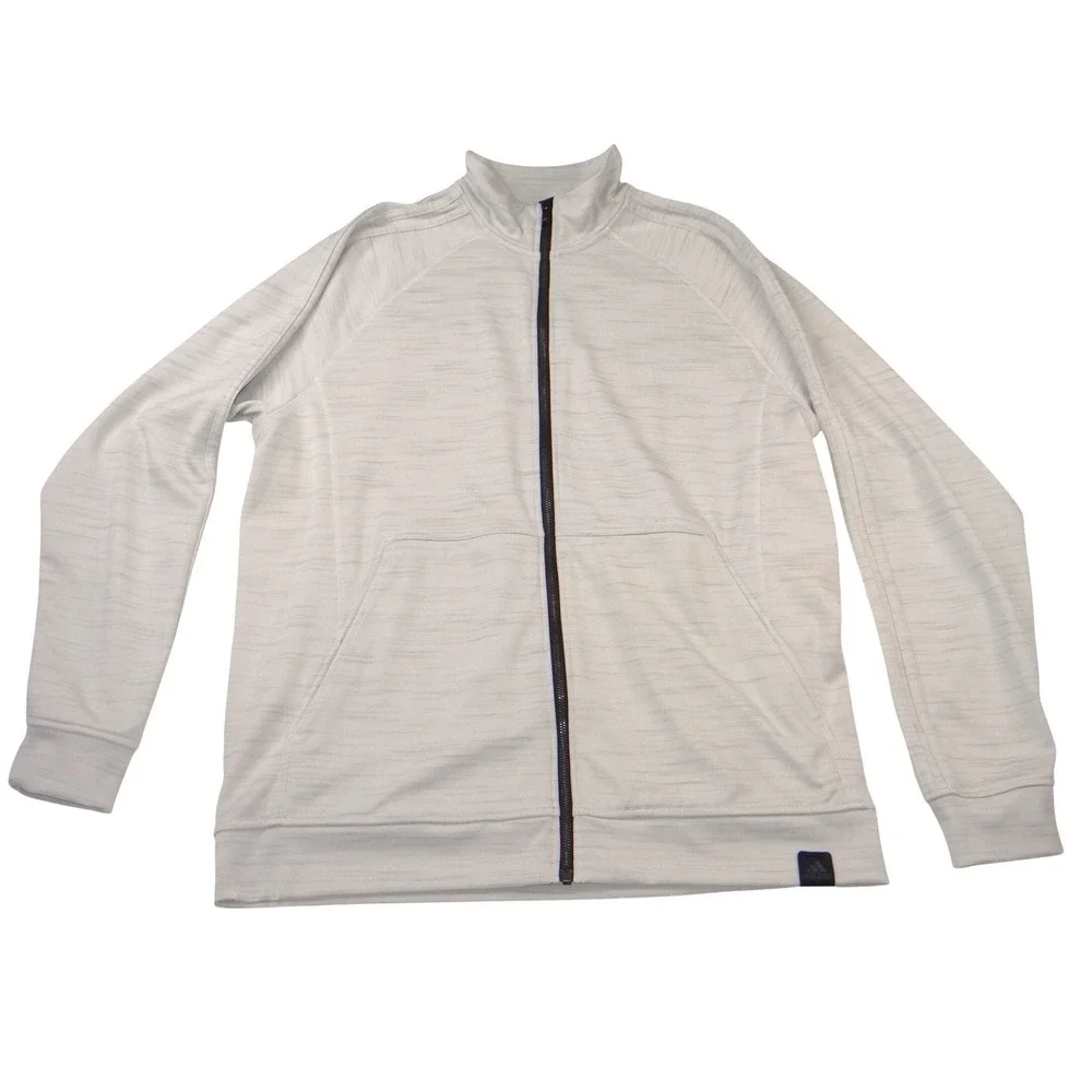 Adidas Mens‎ Climalite Full Zip Track Jacket Gray Space Dye Mock Neck XL